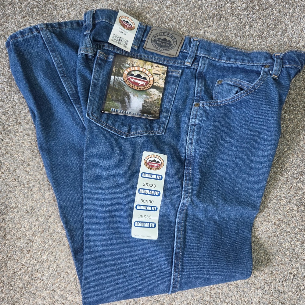 Wrangler Blue Ridge Regular Fit Jeans Mens 36x30 Blue Denim 1039BRCDW New
